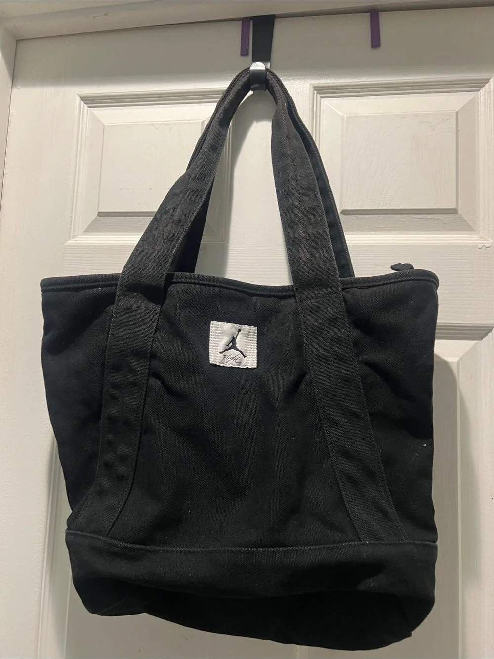 Jordan Black Canvas Tote Bag with Jumpman Patch